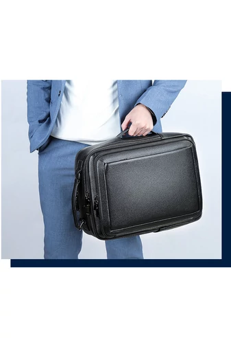 Černý obchodní batoh nejvyšší kvality z pravé kůže velikost (42*11*17cm)