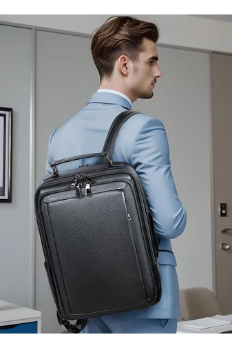 Černý obchodní batoh nejvyšší kvality z pravé kůže velikost (42*11*17cm)