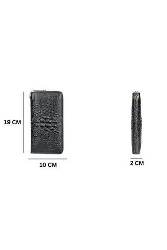 Černá dámská peněženka Bonluo se vzorem krokodýla Velikost (19*10*2cm)