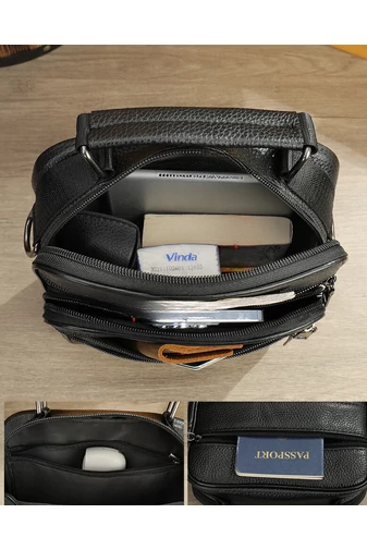 Hnědá pánská crossbody taška Bonluo prvotřídní kvality z přírodní kůže velikost (23*20*6cm)