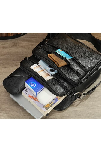 Hnědá pánská crossbody taška Bonluo prvotřídní kvality z přírodní kůže velikost (23*20*6cm)