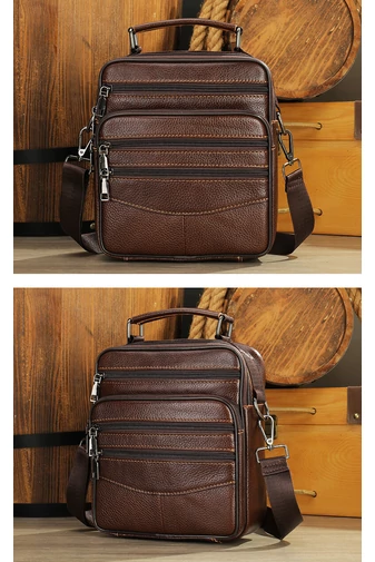 Hnědá pánská crossbody taška Bonluo prvotřídní kvality z přírodní kůže velikost (23*20*6cm)