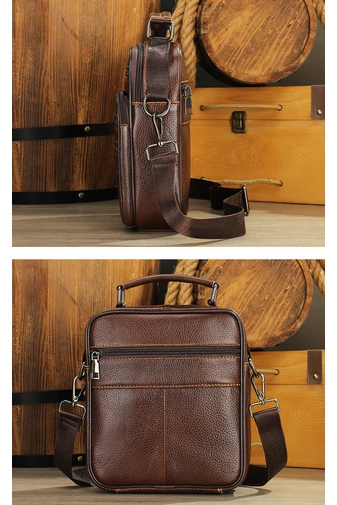 Hnědá pánská crossbody taška Bonluo prvotřídní kvality z přírodní kůže velikost (23*20*6cm)