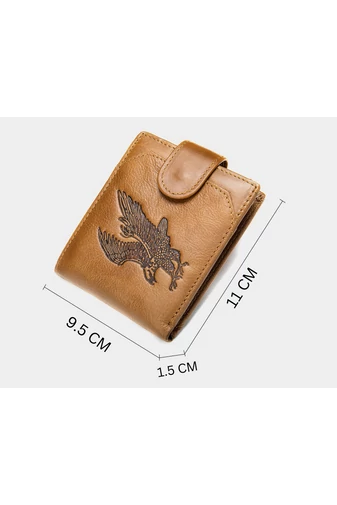 Hnědá pánská peněženka se vzorem orla Materiál Přírodní kůže Velikost (9,5*11*1,5cm)