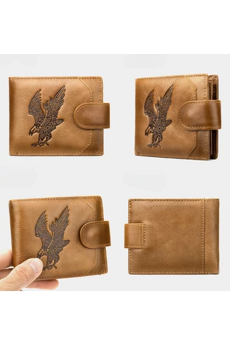 Hnědá pánská peněženka se vzorem orla Materiál Přírodní kůže Velikost (9,5*11*1,5cm)