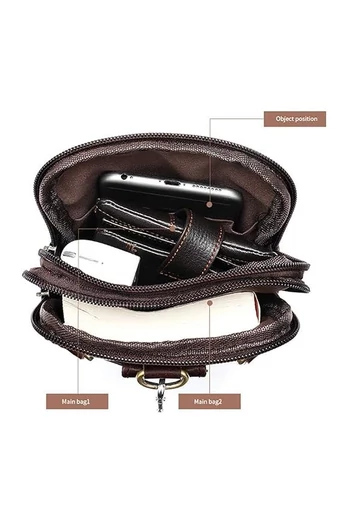 Hnědá pánská crossbody taška a taška na opasek z pravé kůže Velikost (20*12,5m)