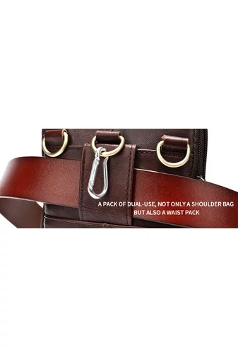 Hnědá pánská crossbody taška a taška na opasek z pravé kůže Velikost (20*12,5m)