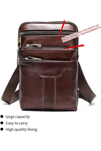 Hnědá pánská crossbody taška a taška na opasek z pravé kůže Velikost (20*12,5m)