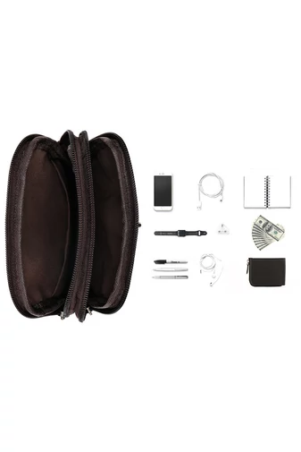Hnědá pánská crossbody taška a taška na opasek z pravé kůže Velikost (20*12,5m)