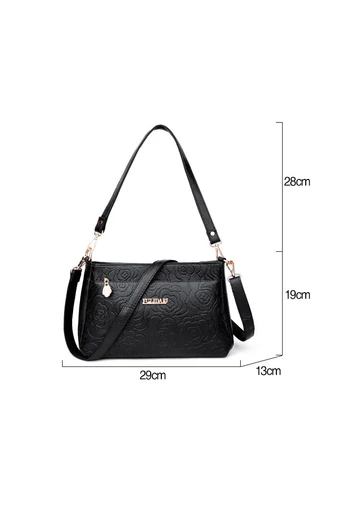 Fialová crossbody kabelka Bonluo s květinovým vzorem z umělé kůže velikost (19*29*13cm)