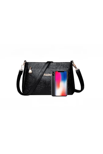 Fialová crossbody kabelka Bonluo s květinovým vzorem z umělé kůže velikost (19*29*13cm)
