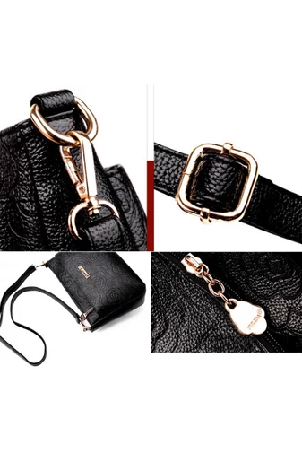 Fialová crossbody kabelka Bonluo s květinovým vzorem z umělé kůže velikost (19*29*13cm)