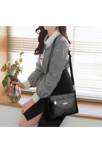 Fialová crossbody kabelka Bonluo s květinovým vzorem z umělé kůže velikost (19*29*13cm)