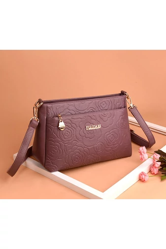 Fialová crossbody kabelka Bonluo s květinovým vzorem z umělé kůže velikost (19*29*13cm)