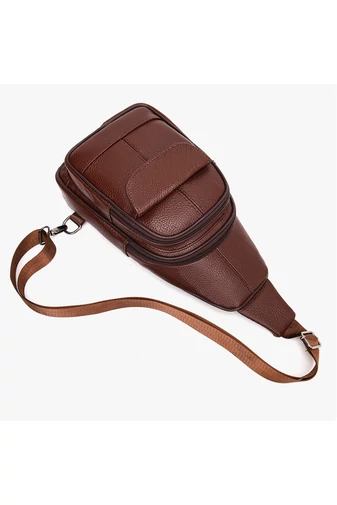 Hnědá crossbody taška Bonluo z přírodní kůže Velikost (31*17*9,5cm)