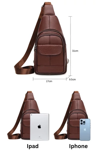 Hnědá crossbody taška Bonluo z přírodní kůže Velikost (31*17*9,5cm)