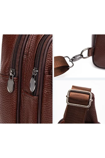 Hnědá crossbody taška Bonluo z přírodní kůže Velikost (31*17*9,5cm)