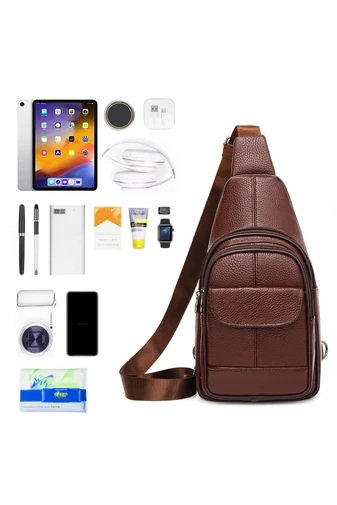 Hnědá crossbody taška Bonluo z přírodní kůže Velikost (31*17*9,5cm)