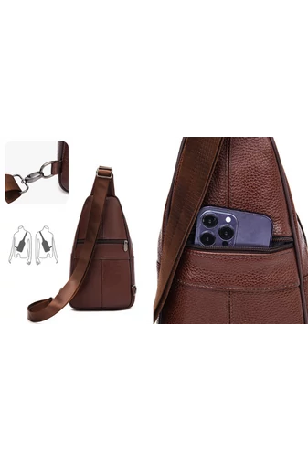 Hnědá crossbody taška Bonluo z přírodní kůže Velikost (31*17*9,5cm)
