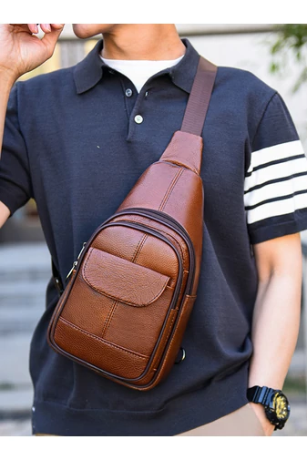 Hnědá crossbody taška Bonluo z přírodní kůže Velikost (31*17*9,5cm)