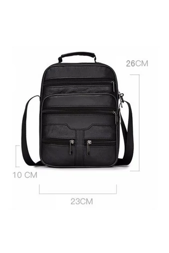 Černá taška přes rameno Bonluo z pravé kůže s více kapsami Velikost (26*23*10cm)