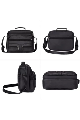 Černá crossbody taška Bonluo z pravé kůže velikost (23*26*10cm)
