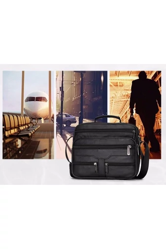 Černá crossbody taška Bonluo z pravé kůže velikost (23*26*10cm)