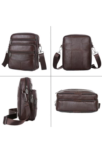 Černá pánská crossbody taška Bonluo z pravé kůže, malá velikost (18*15*6cm)