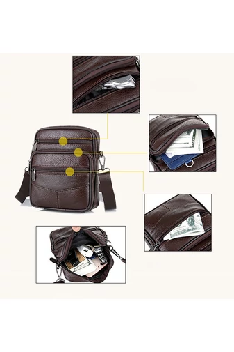 Černá pánská crossbody taška Bonluo z pravé kůže, malá velikost (18*15*6cm)