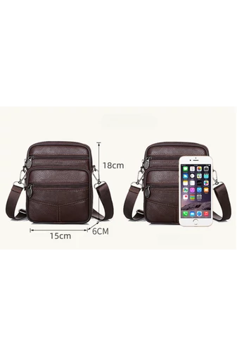Černá pánská crossbody taška Bonluo z pravé kůže, malá velikost (18*15*6cm)