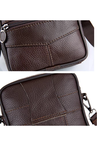 Černá pánská crossbody taška Bonluo z pravé kůže, malá velikost (18*15*6cm)