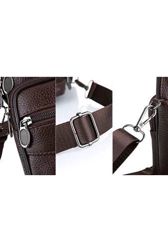 Černá pánská crossbody taška Bonluo z pravé kůže, malá velikost (18*15*6cm)