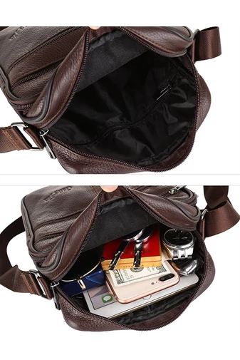 Černá pánská crossbody taška Bonluo z pravé kůže Velikost (23*19*7cm)