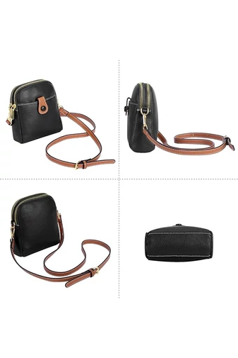 Černá mini crossbody kabelka Bonluo vyrobená z přírodní kůže Velikost (20*14*8cm)