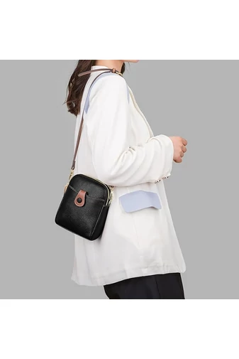 Černá mini crossbody kabelka Bonluo vyrobená z přírodní kůže Velikost (20*14*8cm)