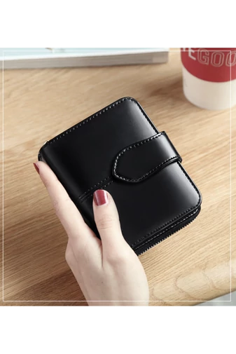 Dámská černá mini peněženka Bonluo z přírodní kůže (11*10*3cm)