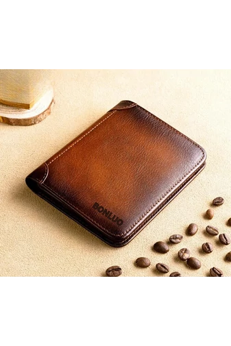 Bonluo hnědá peněženka z pravé kůže pro muže Velikost 12,5* 10* 1,5cm