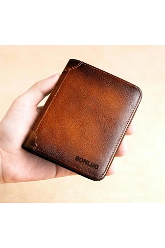 Bonluo hnědá peněženka z pravé kůže pro muže Velikost 12,5* 10* 1,5cm