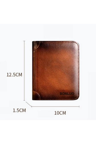 Bonluo hnědá peněženka z pravé kůže pro muže Velikost 12,5* 10* 1,5cm