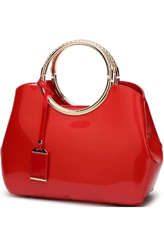 Bonluo červená elegantní kabelka/crossbody z lakovaného materiálu (28x10,5x22cm)