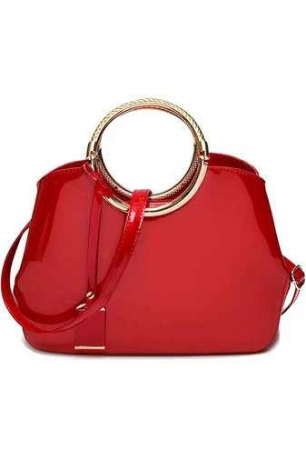 Bonluo červená elegantní kabelka/crossbody z lakovaného materiálu (28x10,5x22cm)