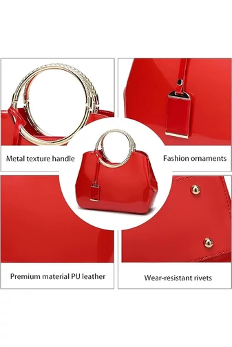 Bonluo červená elegantní kabelka/crossbody z lakovaného materiálu (28x10,5x22cm)