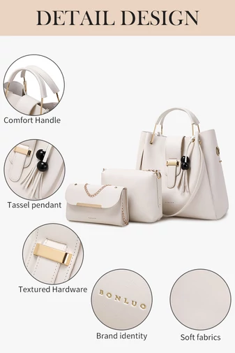 Bonluo sada černých kabelek - přes rameno, crossbody a příležitostná (3ks)