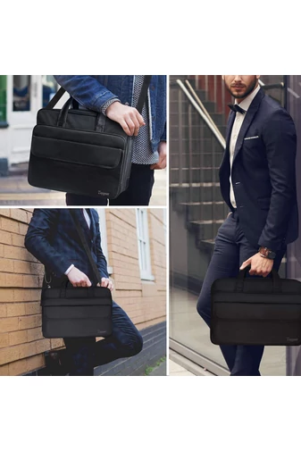 Rozšiřitelná černá aktovka Bonluo prémiové kvality s více kapsami (32*44*18cm)