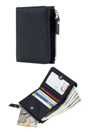 Dámská černá mini peněženka Bonluo z přírodní kůže (11*9*2cm)