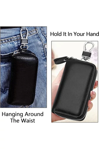 Černé multifunkční pouzdro na klíče z přírodní kůže Bonluo (11*6*2cm)