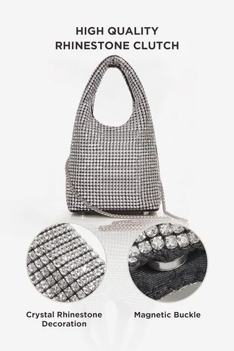 Stříbrná elegantní malá taška s kamínky Bonluo (14,5*14,5*15 cm)