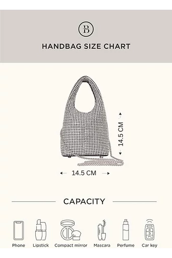 Stříbrná elegantní malá taška s kamínky Bonluo (14,5*14,5*15 cm)