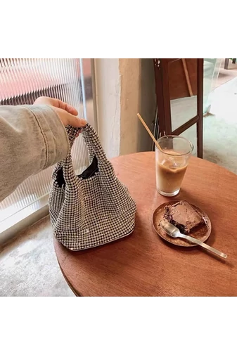 Stříbrná elegantní malá taška s kamínky Bonluo (14,5*14,5*15 cm)