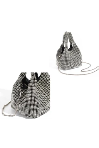 Stříbrná elegantní malá taška s kamínky Bonluo (14,5*14,5*15 cm)